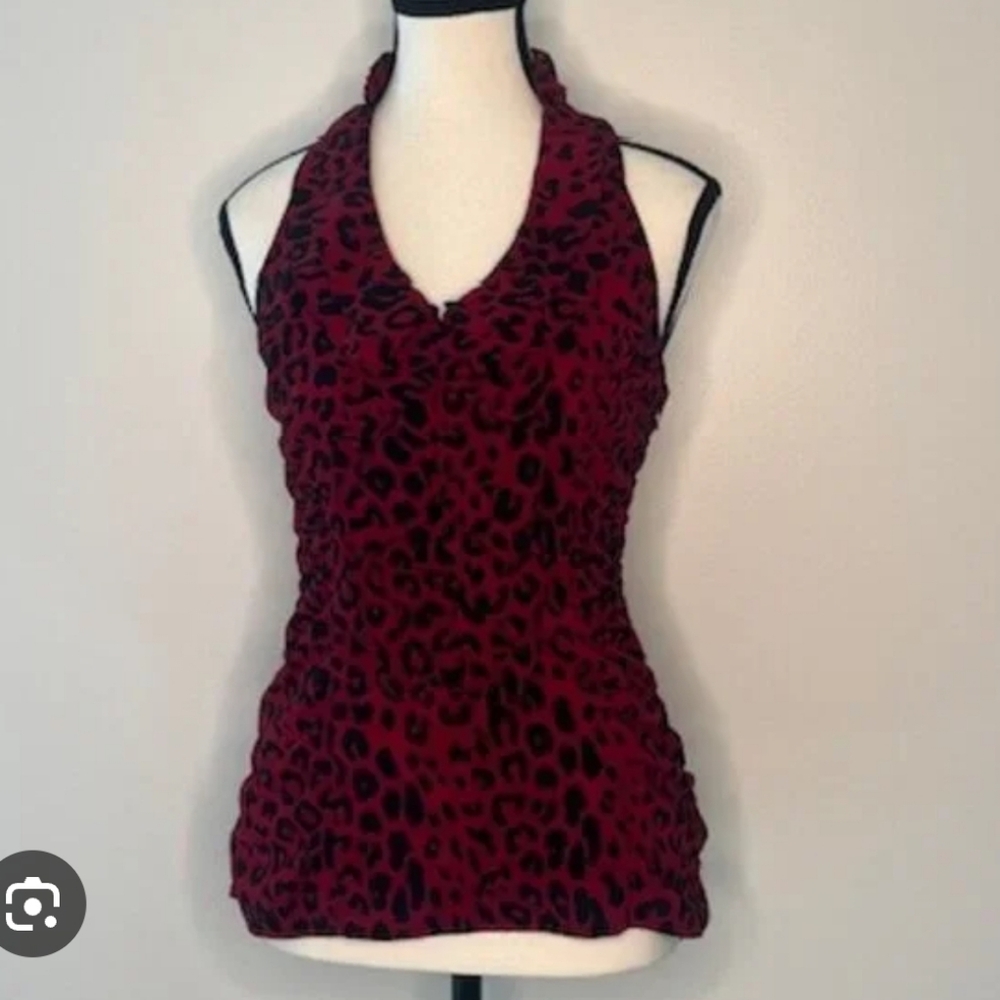 Express Red and Black Leopard Print Tank Top